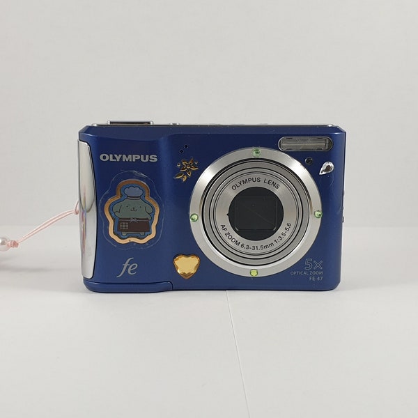 Cute camera Olympus fe-47 digital camera aesthetic retro trendy digicam kawaii stickers decoration rhinestones