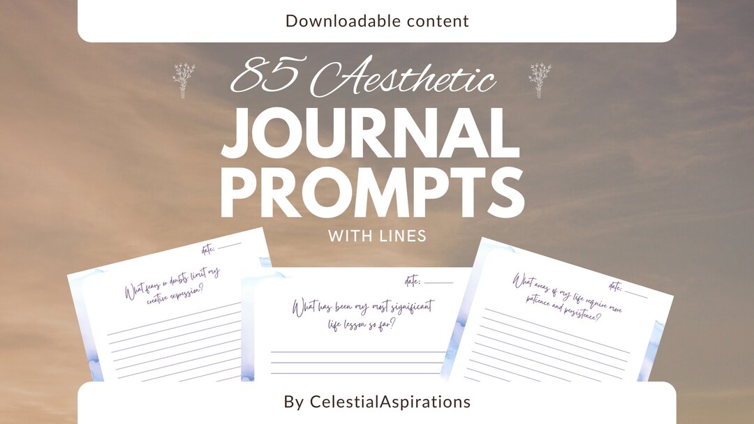 85 Digital Journal Prompts With Lines Etsy