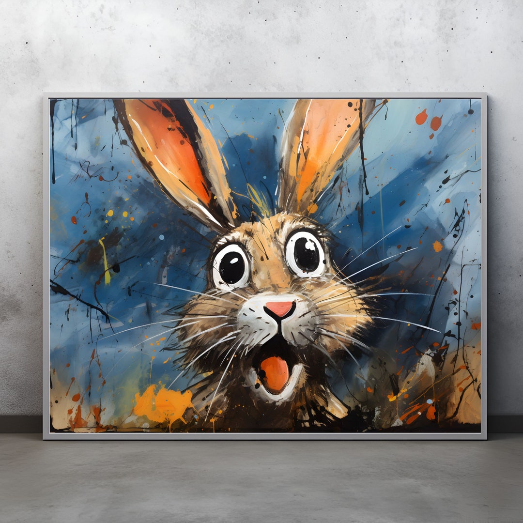 Rabbit in Neo-expressionism Style Art Print Posters Digitally Printable ...