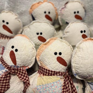 Quilted Snowman- Made from vintage and repurposed quilts.