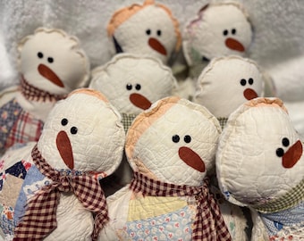 Quilted Snowman- Made from vintage and repurposed quilts.