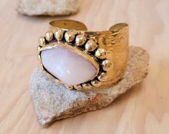 Rose Quartz Bracelet | Brass | Handmade
