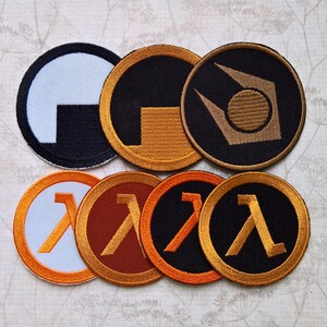 Half Life Patch Gift Set, 7 Sew On Embroidered Patches, Lambda Black Mesa and Combine, Gamer Collector Set