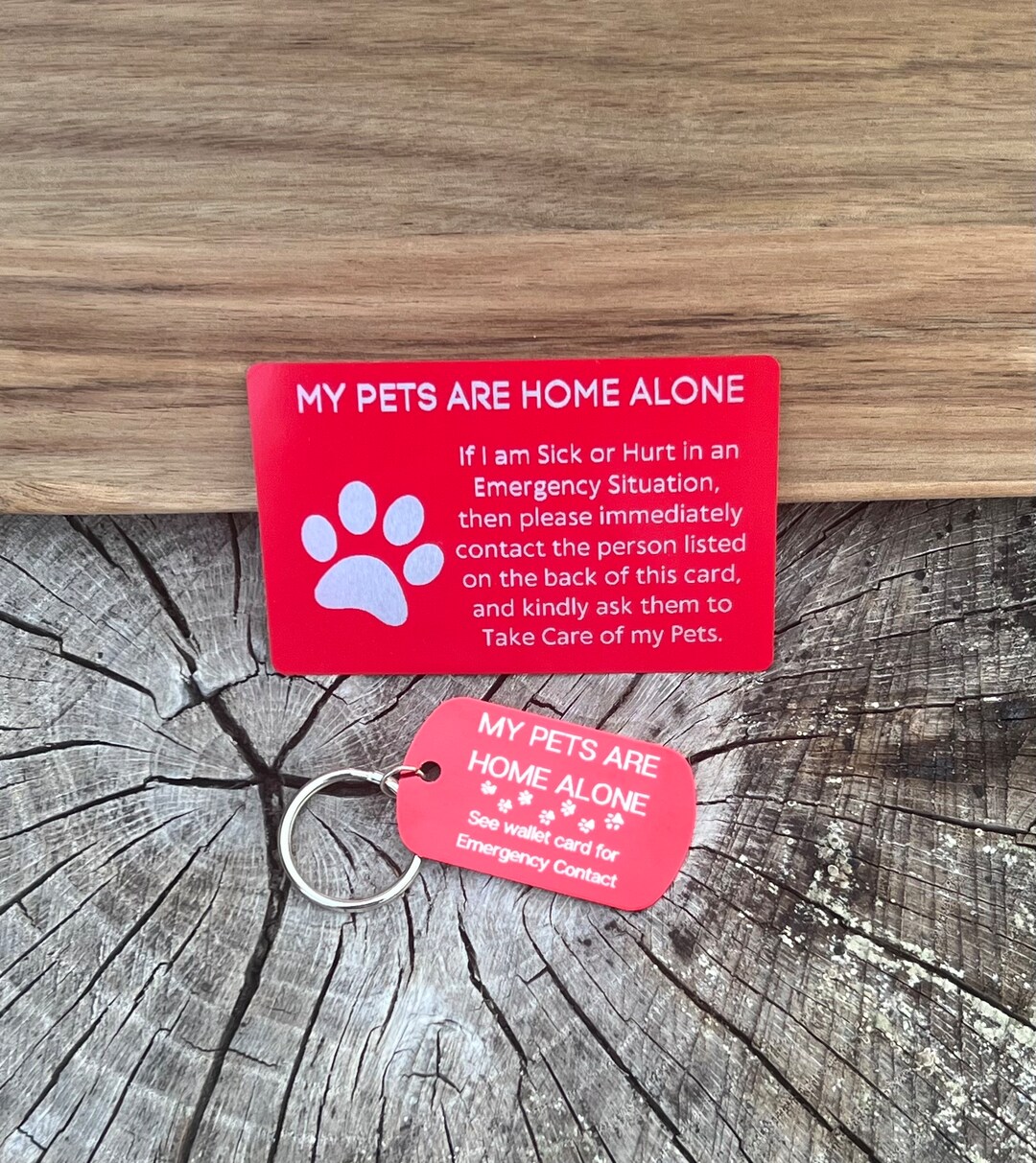 Pet Emergency Key Tag and Wallet ID Card, Home Alone, Dog, Cat, Rabbit, Pig, Horse Etsy
