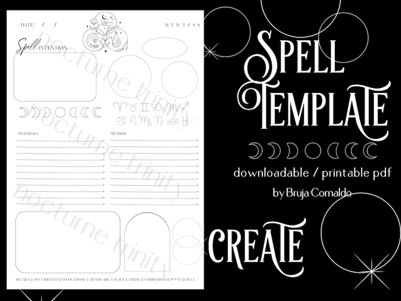 Blank Spell Printable Template Template Digital Spell Planner Blank Blank Spell Printable Template Template Digital Spell Planner Blank