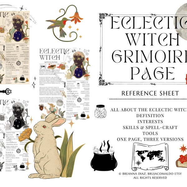 The Eclectic Witch Path Grimoire Page | Printable BOS Page, Witchcraft paths, types of witches book of shadows pages digital grimoire