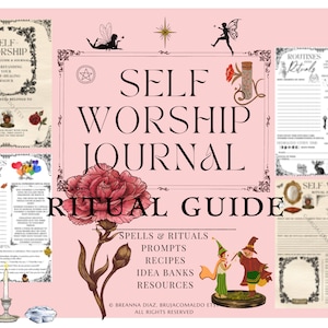 Self-Worship Ritual Journal | Magical Self Care Journal & Rituals for Witches | Printable Grimoire BOS Self-Love Spell Pages, Prompts, Guide