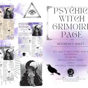 The Psychic Witch Pfad Grimoire Seite | Druckbare BOS Seite, Hexenpfade, Arten von Hexenbuch der Schatten Seiten digitales Grimoire