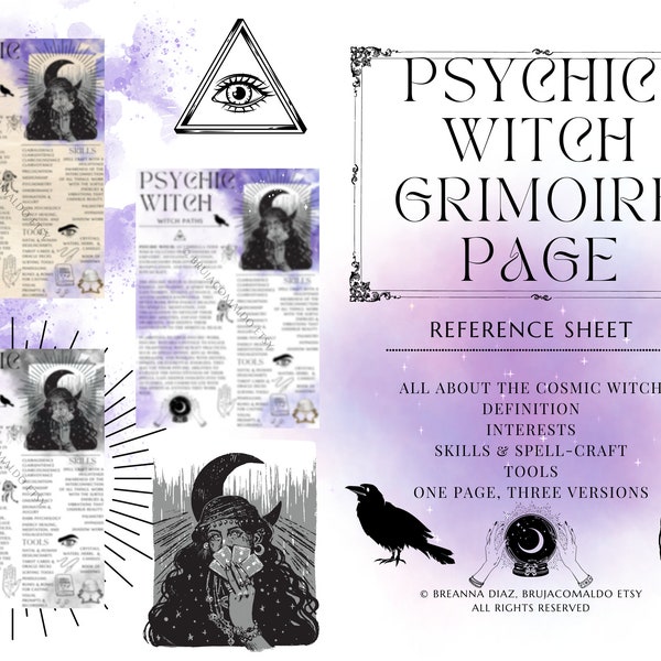 The Psychic Witch Path Grimoire Page | Printable BOS Page, Witchcraft paths, types of witches book of shadows pages digital grimoire