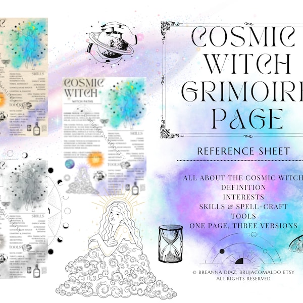 The Cosmic Witch Path Grimoire Page | Printable BOS Page, Witchcraft paths, types of witches book of shadows pages digital grimoire