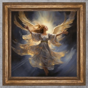 Vintage Angel Painting | Guardian Angel  |  Printable Wall Art | Religious Painting  |  Digital Print | Woman Angel Portrait Painting