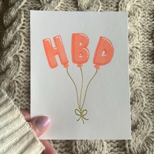 Cartão de Feliz Aniversário HBD Balões