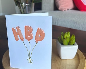 Happy Birthday HBD Balloons Handmade Card