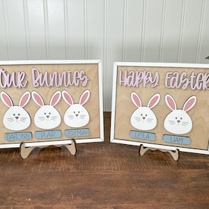 Custom Easter Bunny Family Sign, Personalized Bunnies Name Sign, Easter Decor, Gift for Grandparents, Gift for Mom