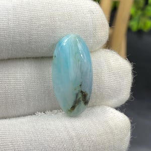Peruvian Opal Cabochon: Bright Blue Gemstone for Jewelry (24x12x5 mm, 9.40 ct