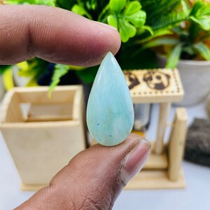 AAA+ Pear Peru Opal Cabochon: Natural Blue Gemstone (29x15x6 MM)