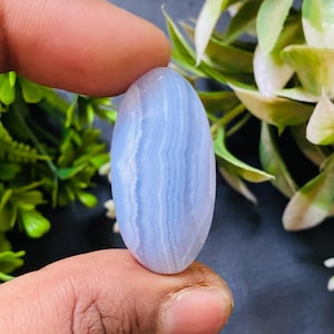 Blue Lace Agate Oval Cabochon for Custom Jewelry Premium Quality Blue Lace Agate - Perfect for Pendants
