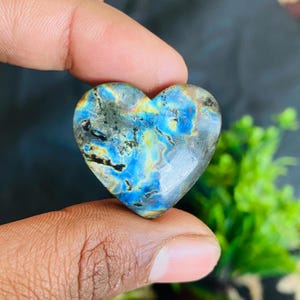 Natural Fire Labradorite Heart Cabochon: Loose Gemstone Crystal (28x31x7 MM)