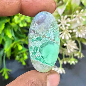 American Green Variscite Cabochon: Wire Wrapping Gemstone (43x22x6 MM)