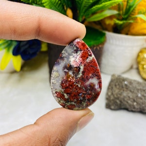 Scenic Moss Agate Cabochon Gemstone, Crafting Supplies, Nature-Inspired Jewelry, Gemstone Cab