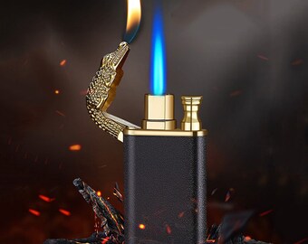 Creative Blue Flame Lighter Dolphin Dragon Tiger Double Fire Metal Winproof Lighter