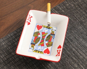 Cendrier créatif en céramique pour bureau à domicile Poker cendrier en porcelaine accessoires fumeurs salon ornement homme cadeau