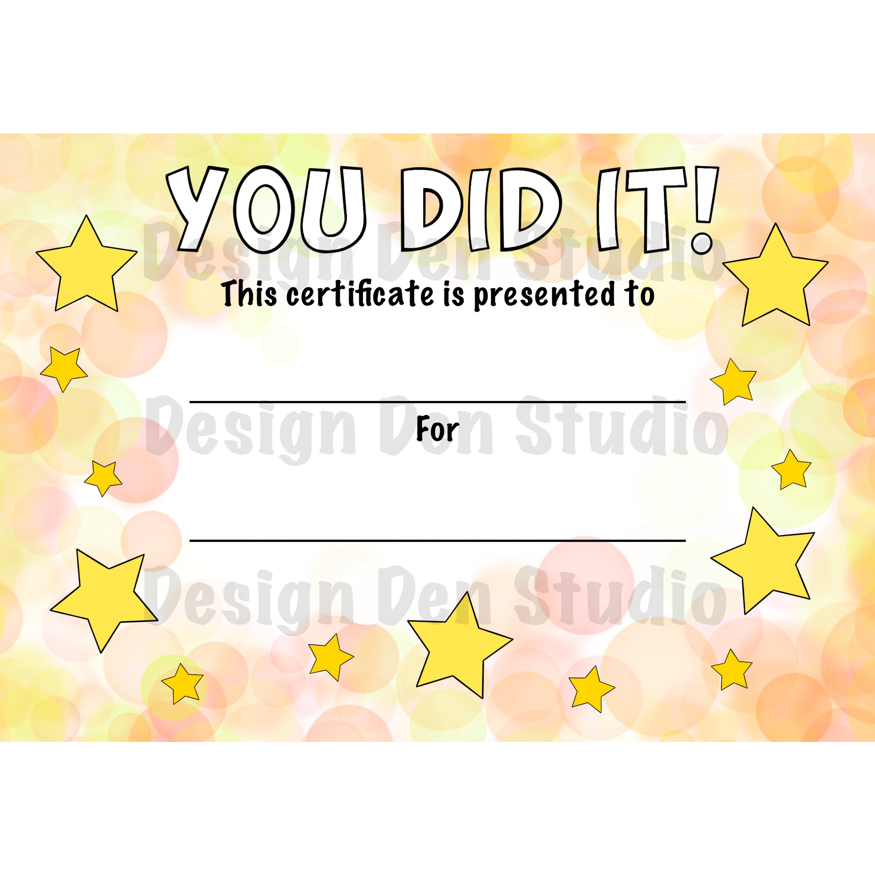 You Did It Award Certificate Custom Design Printable Digital Download ...