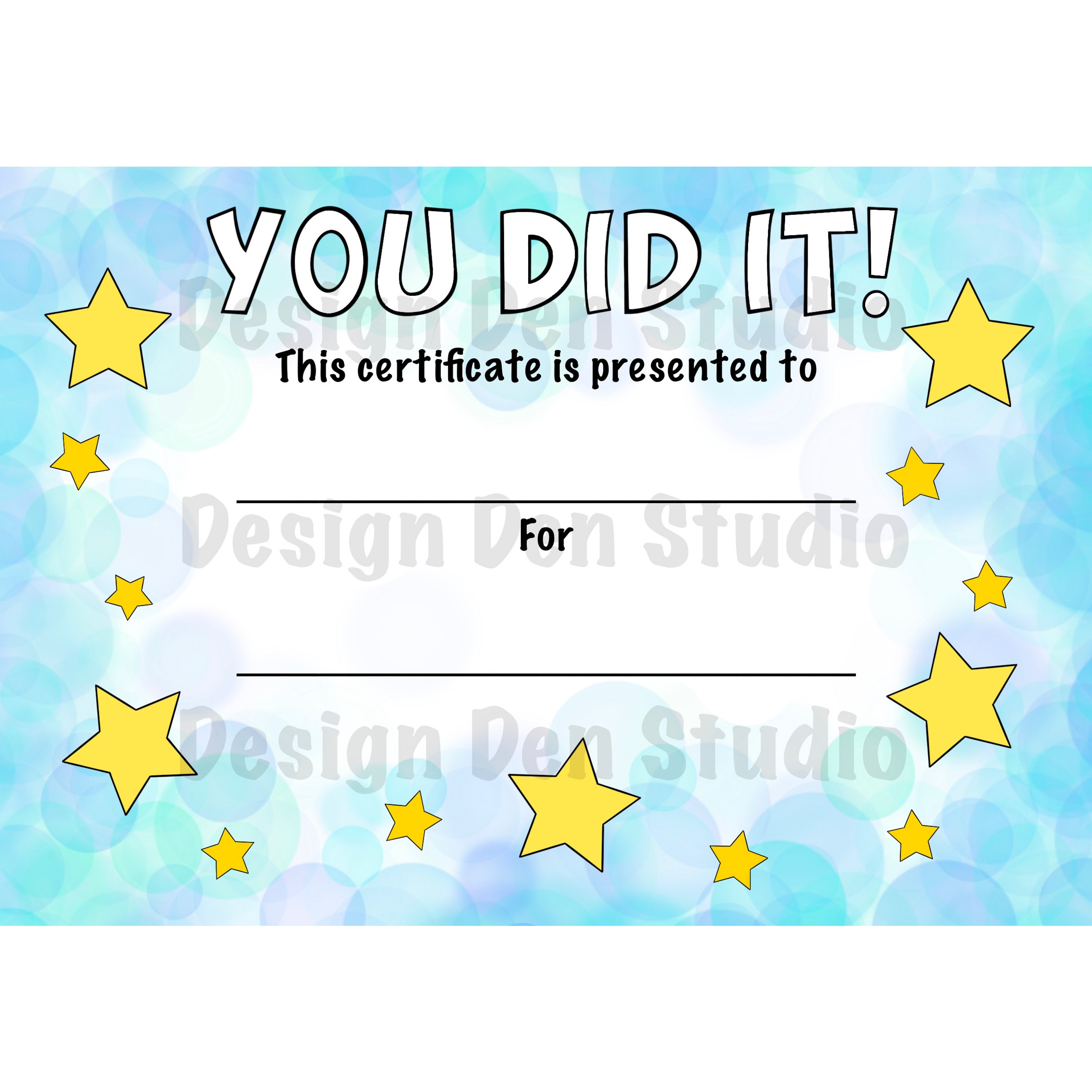 You Did It Award Certificate Custom Design Printable Digital Download You Did It Award Certificate Custom Design Printable Digital Download
