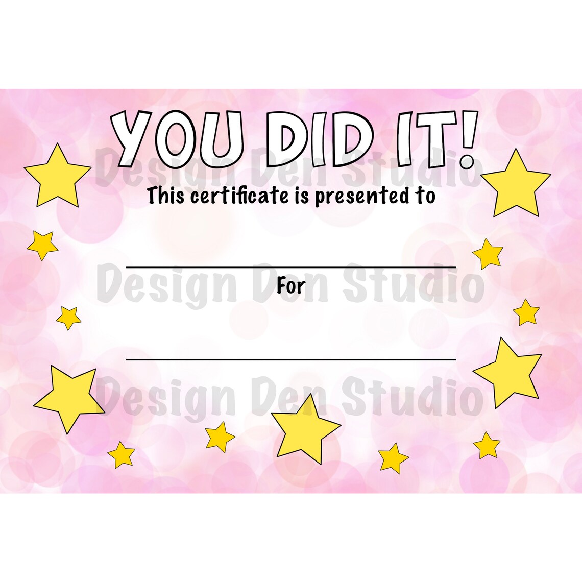 You Did It Award Certificate Custom Design Printable Digital Download ...