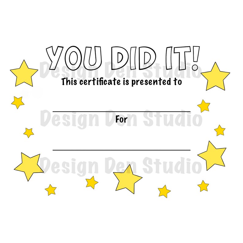 You Did It Award Certificate Custom Design Printable Digital Download ...
