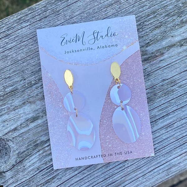 Tan Marbled Dangle Earrings