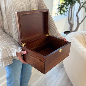 Wooden Gift Boxes - Large Memory Box For Keepsakes, Decorative Boxes With Lids, Wooden Box With Hinged Lid, Wood Boxes, Stained Wood Box