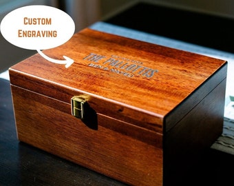 Personalized Walnut Keepsake Box - Wedding Memory Box - Custom Keepsake Box - Acacia Wood Memory Box - Engraved Wedding & Anniversary Gift