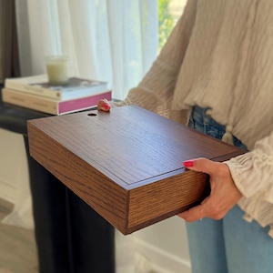 Large Oak Keepsake Box with Sliding Lid for Memories & Pictures Storage