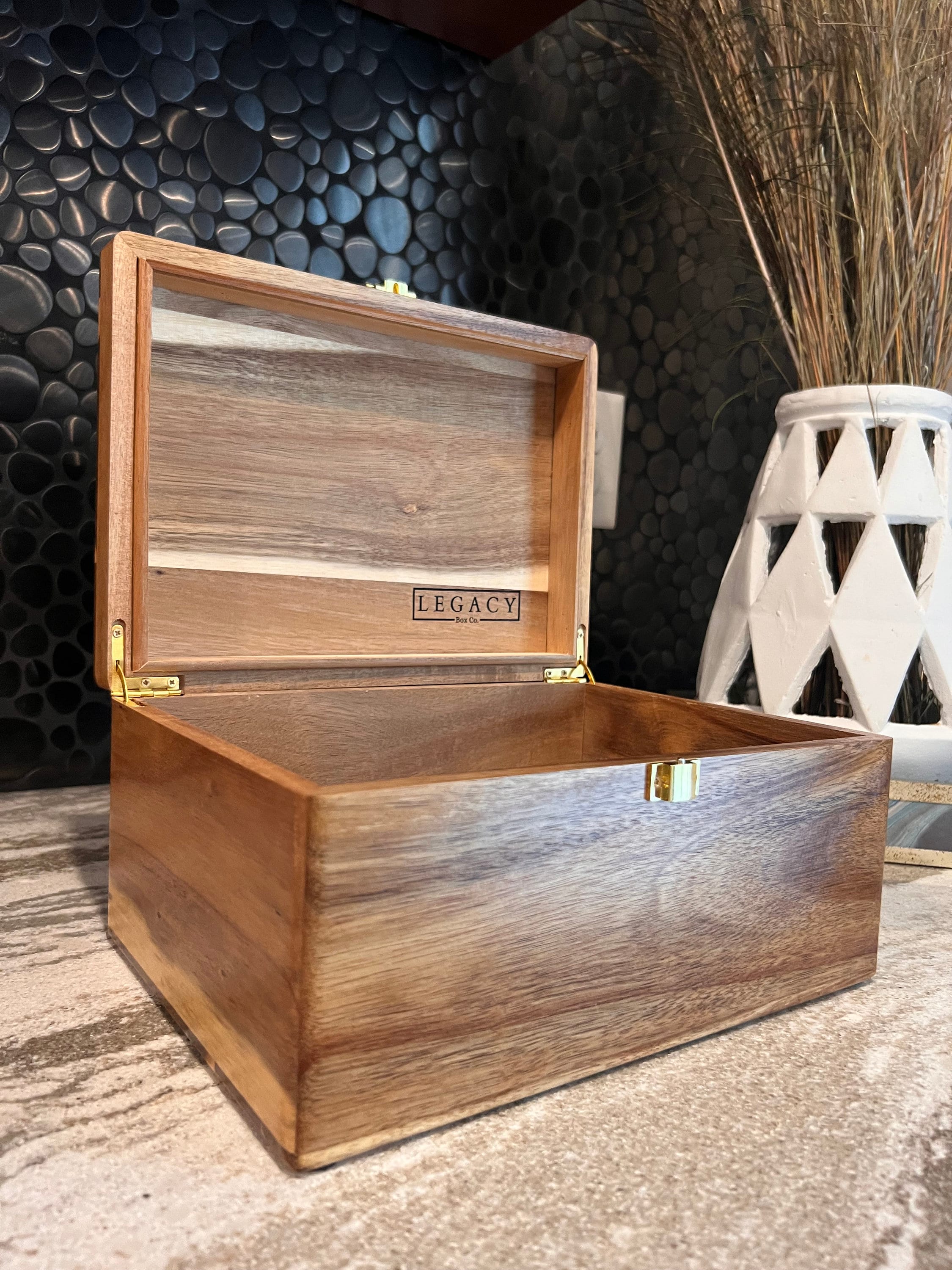 Large Wooden Box With Hinged Lid Wooden Keepsake Box Acacia Wood Wood  Storage Box Decorative Boxes 