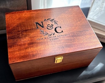 Personalized Large Wood Keepsake Box: Engraved Wedding Memory Box