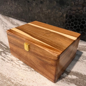 Large Wooden Box with Hinged Lid Wooden Keepsake Box Acacia Wood Wood Storage Box Decorative Boxes image 3