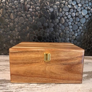 Large Wooden Box with Hinged Lid Wooden Keepsake Box Acacia Wood Wood Storage Box Decorative Boxes image 5