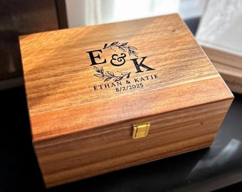 Personalized Large Wood Keepsake Box: Engraved Wedding Memory Box