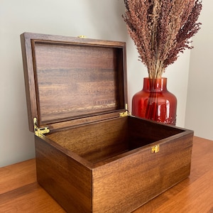 Cajas de regalo de madera - Caja de memoria grande para recuerdos, Cajas decorativas con tapas, Caja de madera con tapa con bisagras, Cajas de madera, Caja de madera teñida