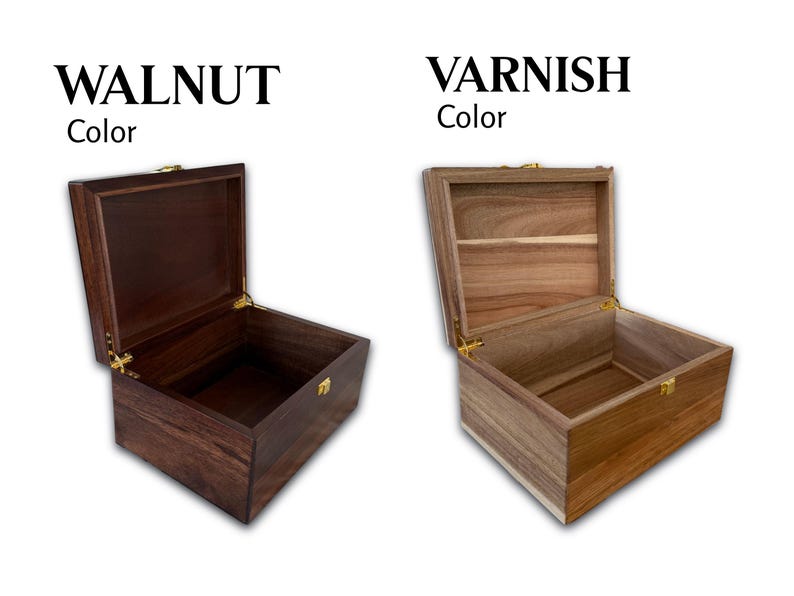Caja de recuerdos grande de madera: Caja de recuerdos teñida con tapa abatible. imagen 3