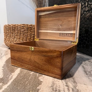 Large Wooden Box with Hinged Lid Wooden Keepsake Box Acacia Wood Wood Storage Box Decorative Boxes image 2