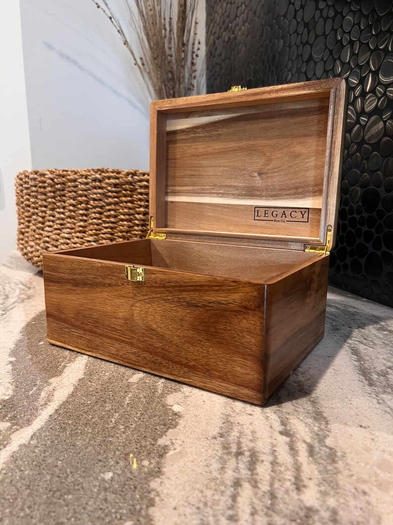 Large Wooden Box With Hinged Lid Wooden Keepsake Box Etsy