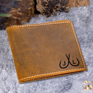 Cartera de cuero delgada personalizada con bloqueo RIFD con ventana de identificación, el mejor regalo personalizado para aniversario de cumpleaños de Navidad, aspecto natural oculto