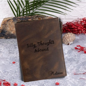 Personalized Leather Journal Cover & Notebook, Customized A5 Size Journal Gift for Christmas, Engraved Refillable Sketchbook for Your Art