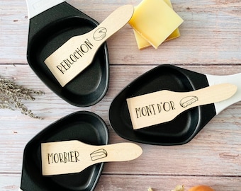 Raclette spatulas to personalize - Friendly meal, winter evening