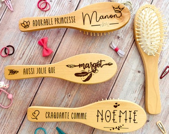 Large children's hairbrush - first name + personalization - accessory for girls