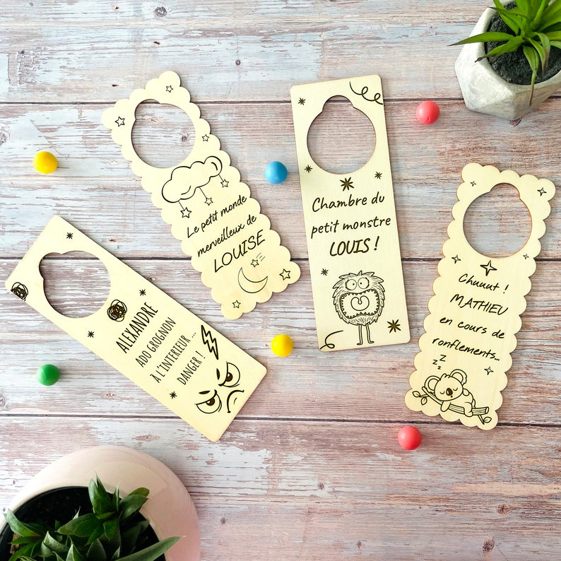 Personalized door hanger front/back humorous message gift for children, teenagers, adults image 1