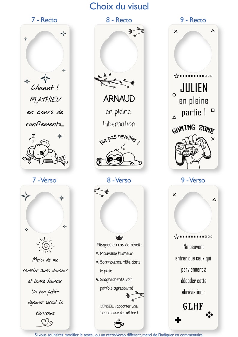 Personalized door hanger front/back humorous message gift for children, teenagers, adults image 7