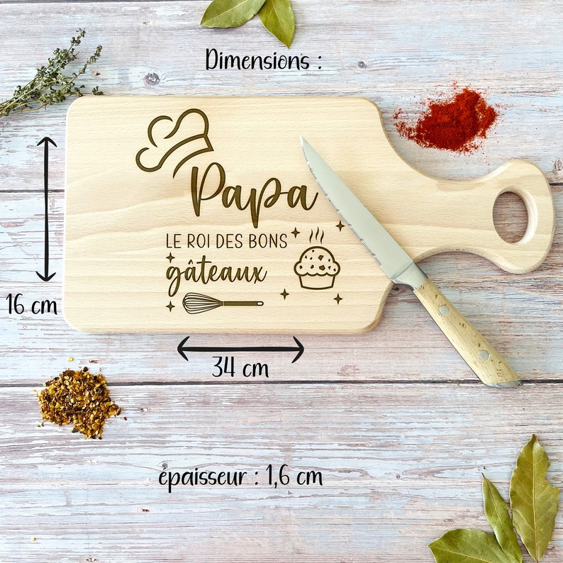 Planche à découper en bois de hêtre, personnalisée Edition CUISINE Cadeaux fête des mères, anniversaire, amis, famille, merci nounou image 8